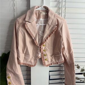 Elegant Pink Ruffled Women's Jacket